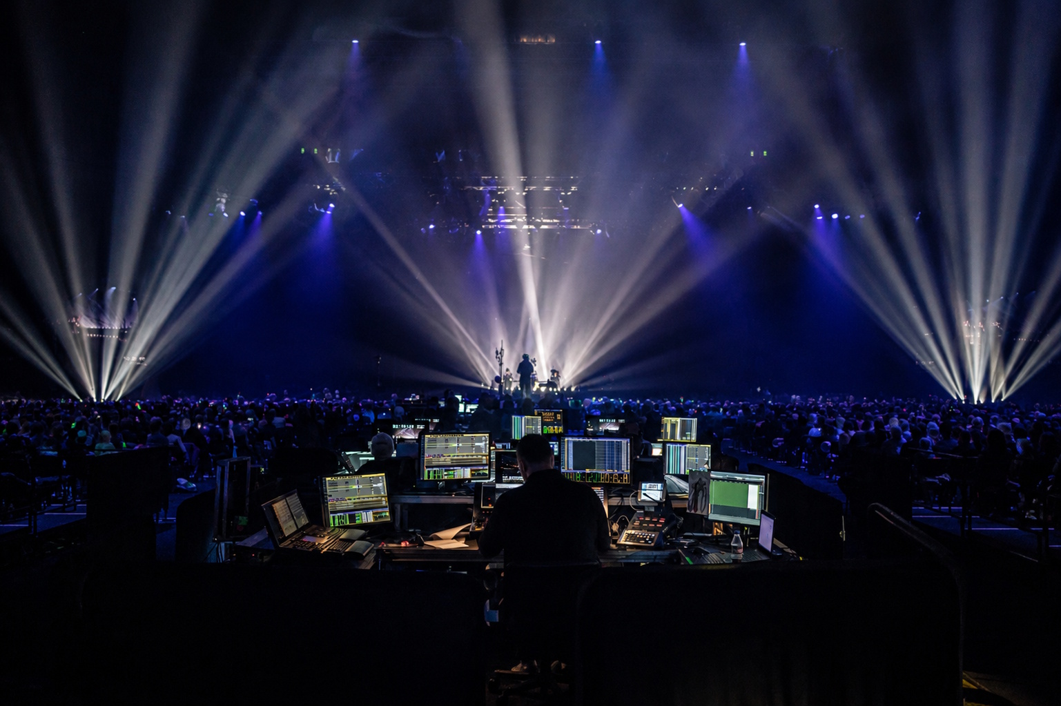 The gathering space configured for a conference or concert